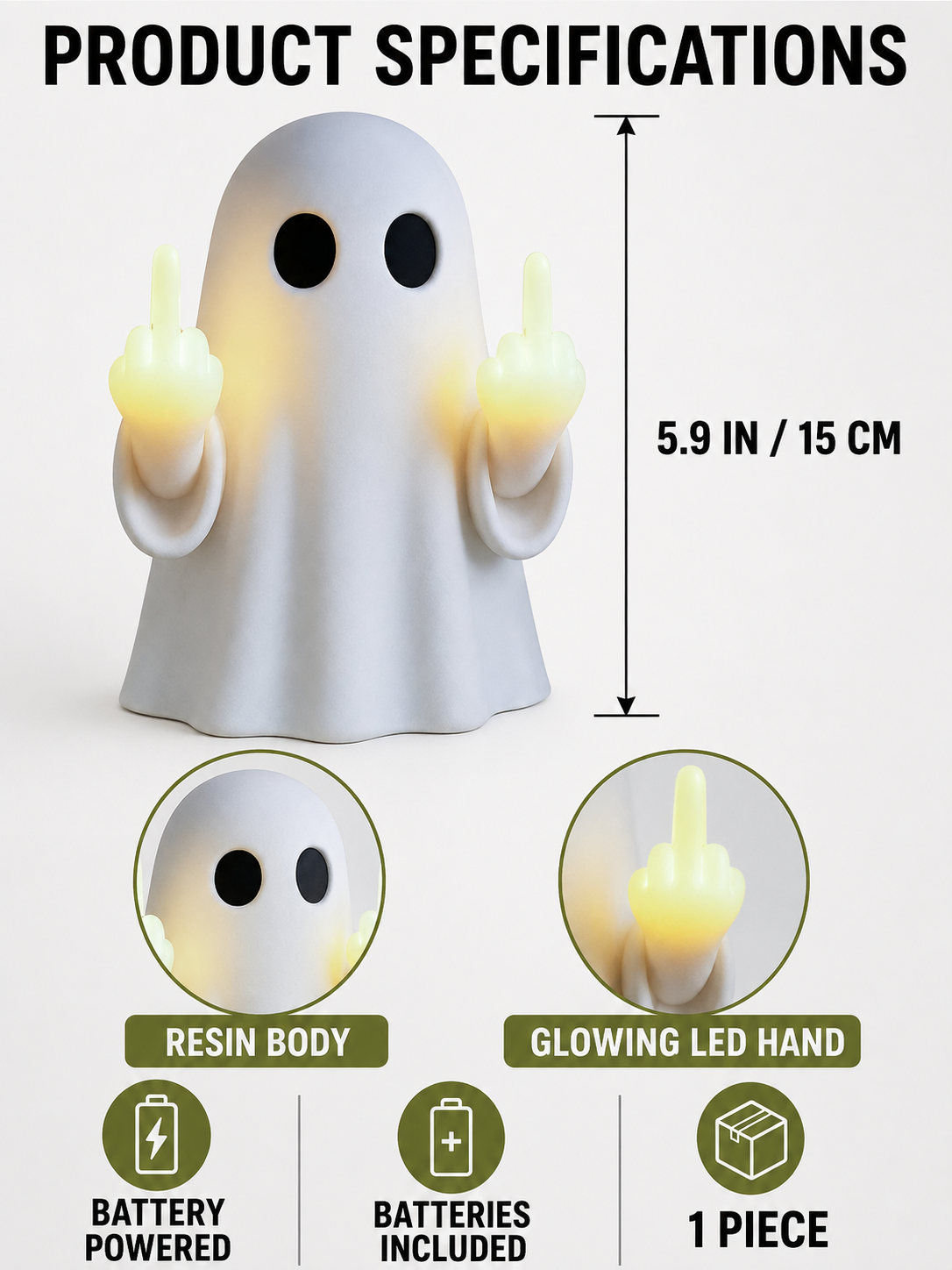 ๐ป Halloween Special ๐ Cute Ghost LED Statue - Spooky Mood Light for Party & Home Decor