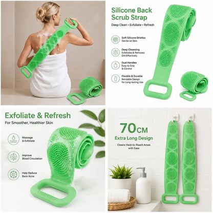 Silicone Bath Brush, Double-Sided Exfoliating Back Scrubber with Mesh Sponge💦