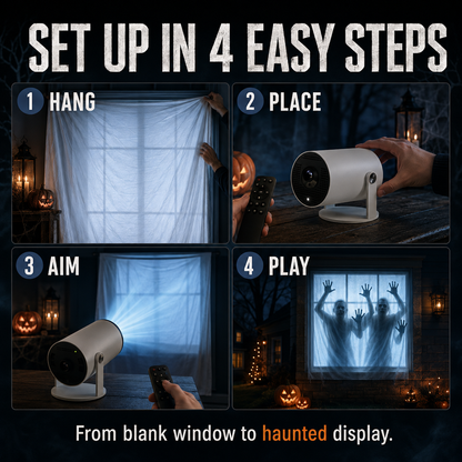 👻 Halloween Window Projector with Scary Videos & Screen