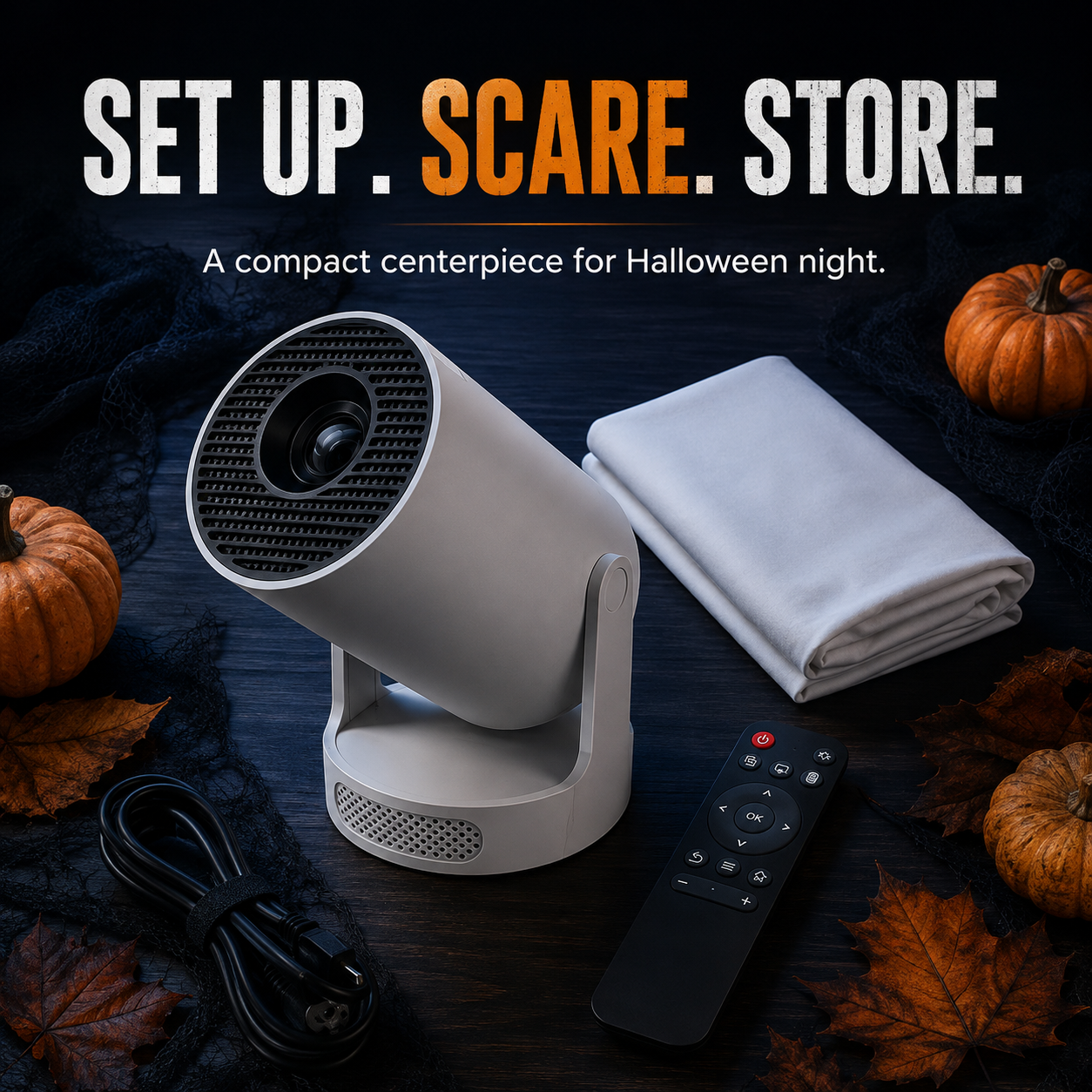 👻 Halloween Window Projector with Scary Videos & Screen