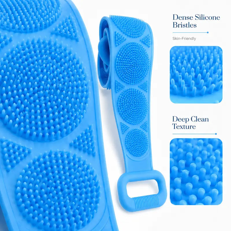 Silicone Bath Brush, Double-Sided Exfoliating Back Scrubber with Mesh Sponge💦